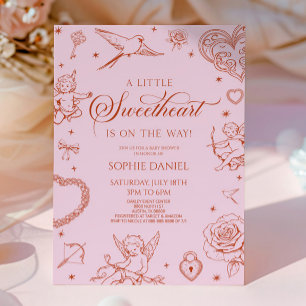 En liten älskling Alla hjärtans dag baby shower Inbjudningar