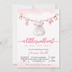 En liten älskling Alla hjärtans flicka Baby Shower Inbjudningar