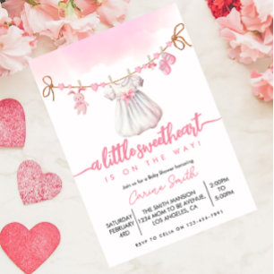 En liten älskling Alla hjärtans flicka Baby Shower Inbjudningar