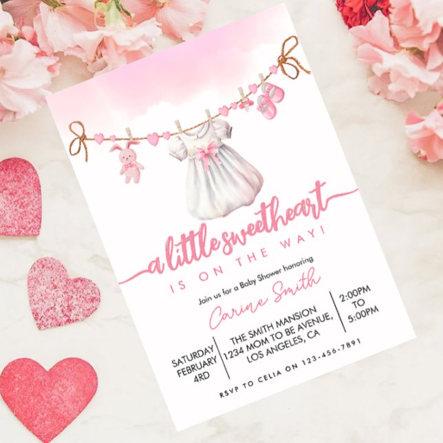 En liten älskling Alla hjärtans flicka Baby Shower Inbjudningar (Skapare uppladdad)