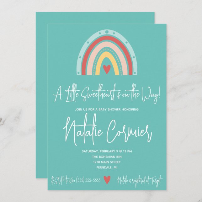 En liten älskling är på väg! Babyskor in Inbjudningar (Fram/baksida)