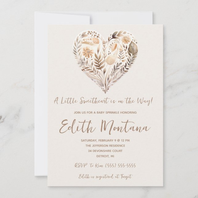 En liten älskling är på vägen Boho Baby Shower Inbjudningar (Framsida)