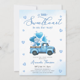 En liten älskling blå lastbil Baby Shower Inbjudningar