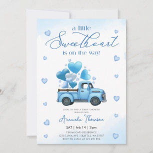 En liten älskling blå lastbil Baby Shower Inbjudningar