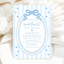 En liten älskling blå rosett baby shower