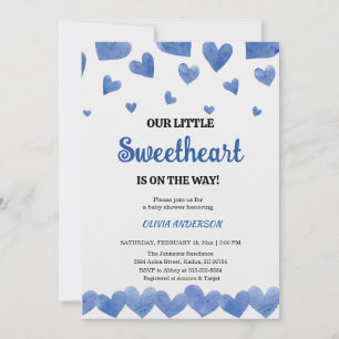 En liten älskling blå Valentine Baby Shower Inbjudningar