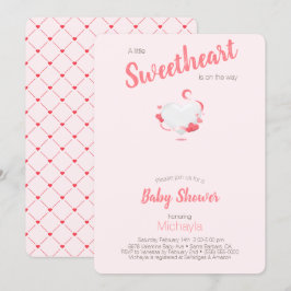 En liten älskling i Rosa Heart Girl Baby Shower Inbjudningar