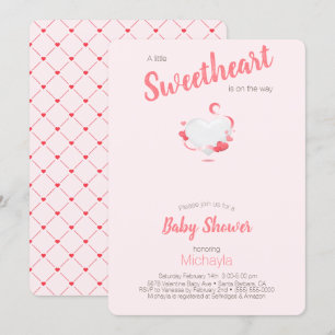 En liten älskling i Rosa Heart Girl Baby Shower Inbjudningar