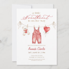 En liten älskling Röd Pojke Baby shower Inbjudningar