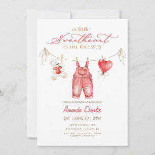 En liten älskling Röd Pojke Baby shower Inbjudningar