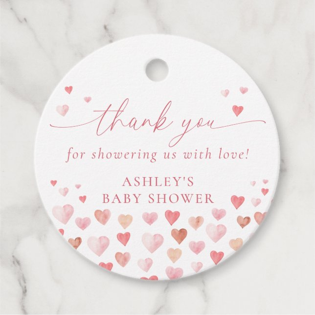 En liten älskling, Rosa Baby Shower Gåvor Etiketter (Framsida)