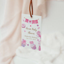 En liten älskling rosa baby shower presentetikett
