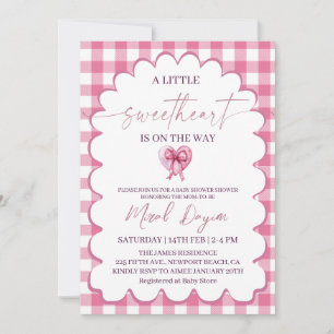 En liten älskling Rosa båge Hjärtat Babyfirande Inbjudningar
