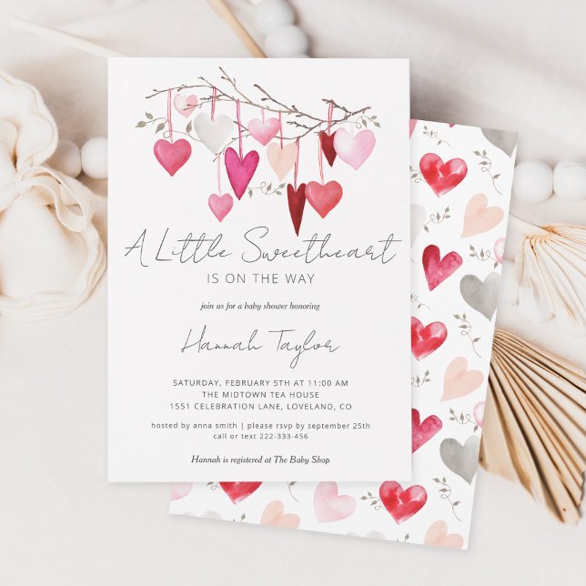 En liten älskling Valentine Baby Shower Inbjudningar (Valentine's day baby shower little sweetheart invitations)