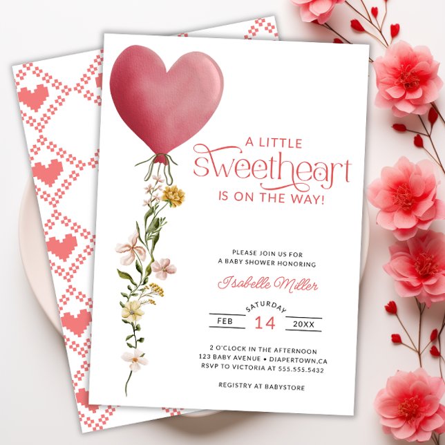 En liten älskling Valentine Baby Shower Inbjudningar (A Little Sweetheart Valentine Baby Shower Invitation)