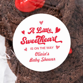 En liten älskling Valentine Baby Shower Runt Klistermärke