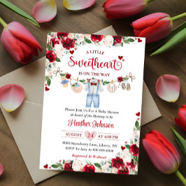 En liten älskling Valentine Boy Baby Shower Inbjudningar