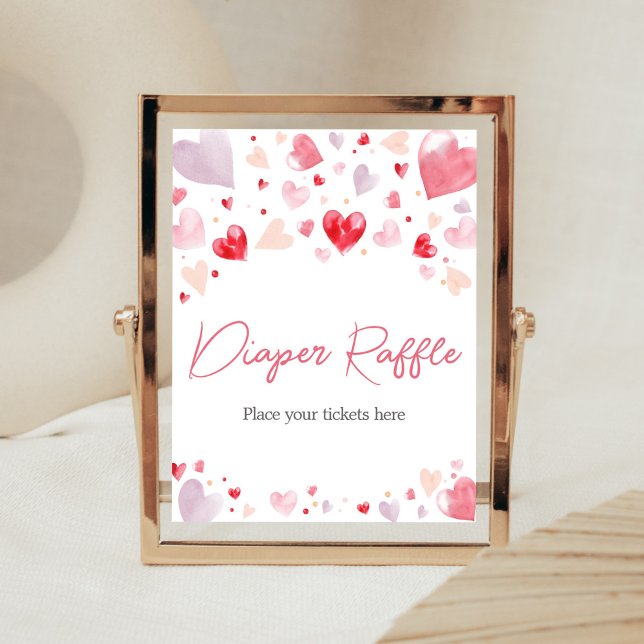 En liten älskling Valentine Diaper Raffle Poster (Sweetheart Baby Shower Diaper Raffle Sign)