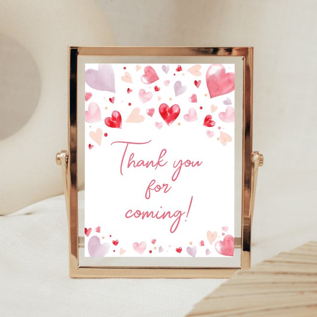 En liten älskling Valentine Tack för att komma Poster (Sweetheart Baby Shower Thank You for Coming Sign)