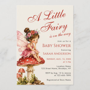 En liten älv på en svamp Cute Girl Baby Shower Inbjudningar