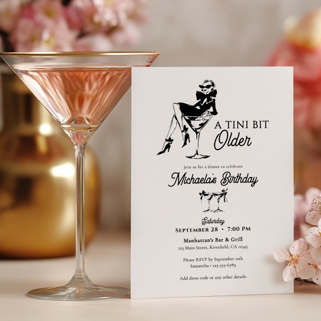 En liten aning äldre Elegant Martini Födelsedag Inbjudningar (Skapare uppladdad)