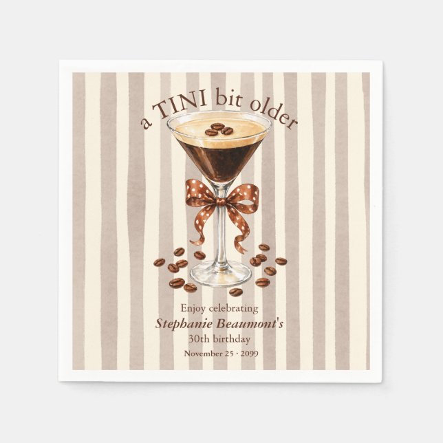 En liten aning äldre Martini Espresso Ränder Bow 3 Pappersservett (Framsidan)