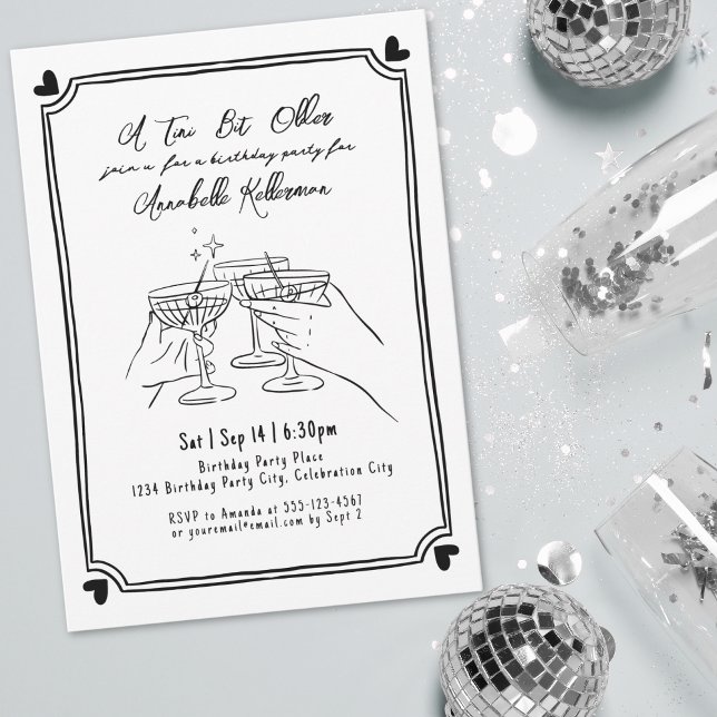 En liten aning äldre Martini födelsedagsfest Inbjudningar (A Tini Bit Older Martini Birthday Party Invitation)