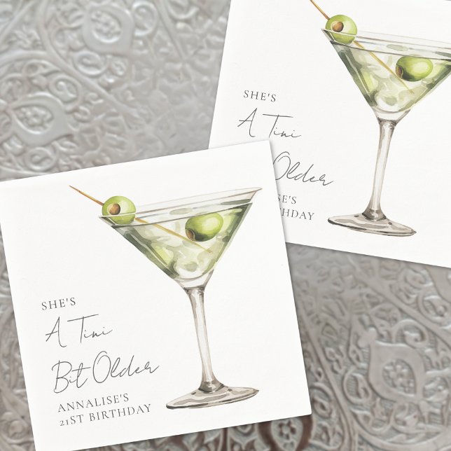 En liten aning äldre Martini födelsedagsfest Pappersservett (A Tini Bit Older Martini Birthday Party Napkins)