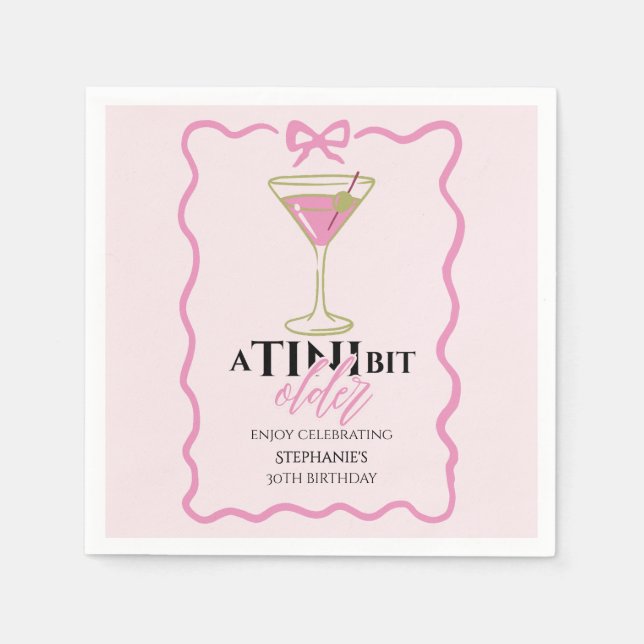 En liten aning äldre Martini Söt rosa kant Födelse Pappersservett (Framsidan)