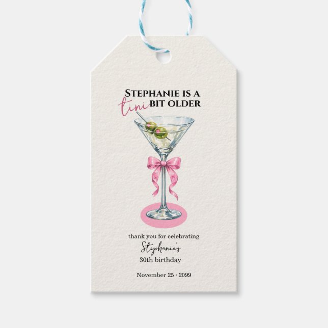 En liten aning äldre Rosa båge 30-årsdag Presentetikett (Framsidan)