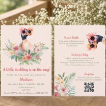 En liten ankunge allt i en baby shower-inbjudan