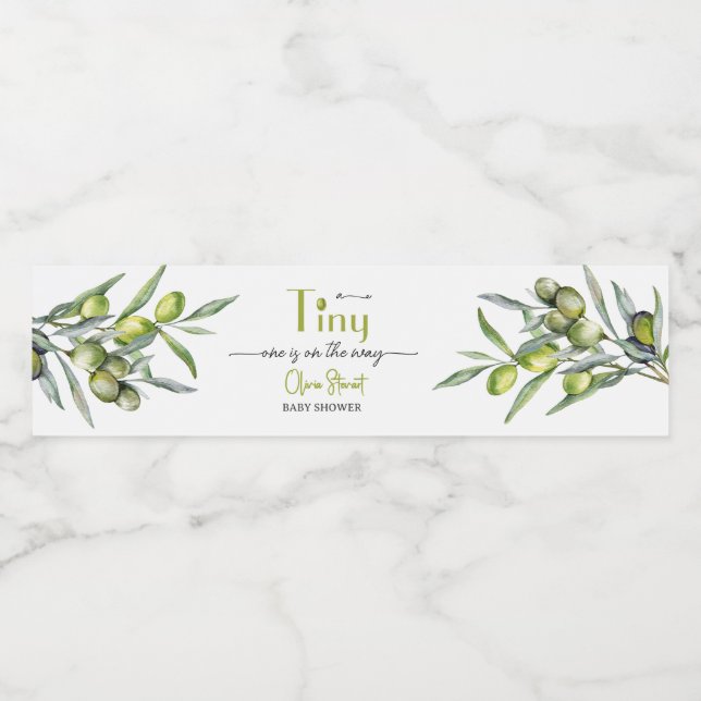 En liten är på väg att bli babyskare vattenflaskor etikett (Singel etikett)