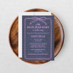 En liten baby i blått jeans Baby Baby Shower Meddelande