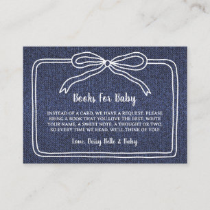 En liten baby i blått jeans pojke baby shower tilläggskort