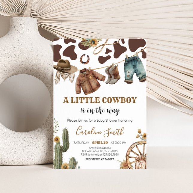 En liten babybabystövel inbjudningar (A Little Cowboy Rodeo Baby Shower Invitation)