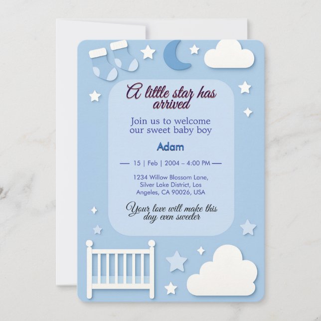 En liten babyskare Inbjudan (Framsida)