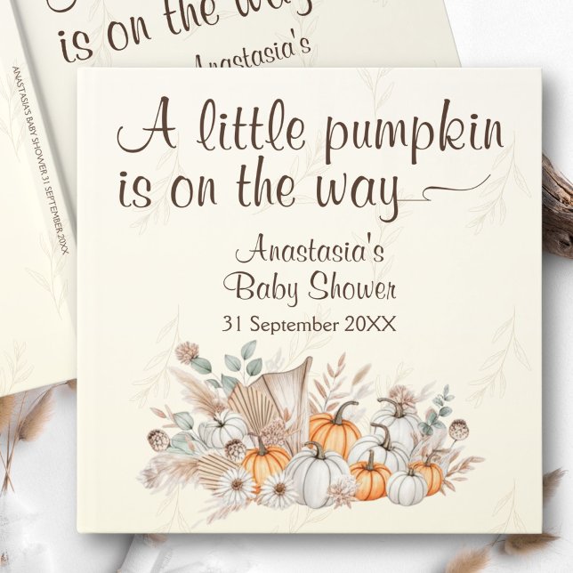 En liten babystövel för Pumpkin Boho Gästböcker (A Little Pumpkin Is On The Way Baby Shower Guest Book)