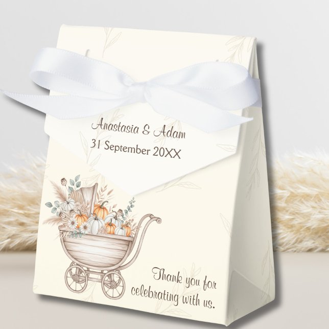 En liten babystövel för Pumpkin Boho Presentaskar (A Little Pumpkin Is On The Way Baby Shower Favor Box)