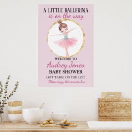 En liten ballerina är på väg Baby Shower Poster
