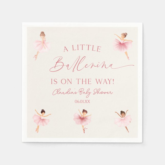 En liten Ballerina Rosa Ballet Baby Shower Pappersservett (Framsidan)