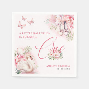 En liten Ballerina Svan Sjö, första födelsedag Pappersservett