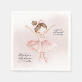 En liten Ballerina Watercolor Girl Baby Shower Pappersservett