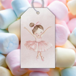 En liten Ballerina Watercolor Girl Baby Shower Presentetikett