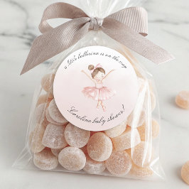 En liten Ballerina Watercolor Girl Baby Shower Runt Klistermärke