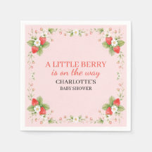 En liten bär jordgubbs baby shower papper