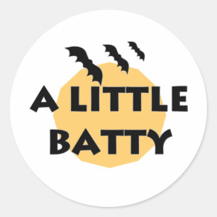 En liten batty Fladdermus och Måne Runt Klistermärke