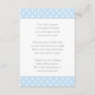 En liten begäran Blue Baby Shower Bok Tilläggskort