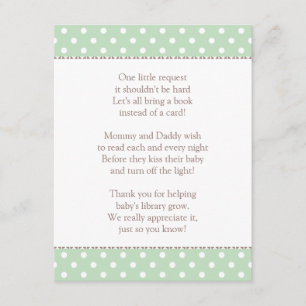 En liten begäran Bok i Mint Grönt Baby Shower Tilläggskort