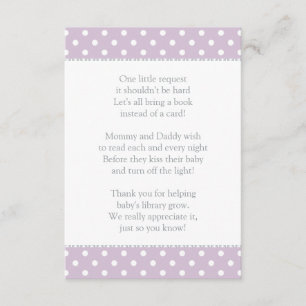 En liten begäran Lavender Baby Shower Bok Tilläggskort