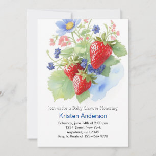En liten Berry Watercolor Fantasy Boy Shower Inbjudningar